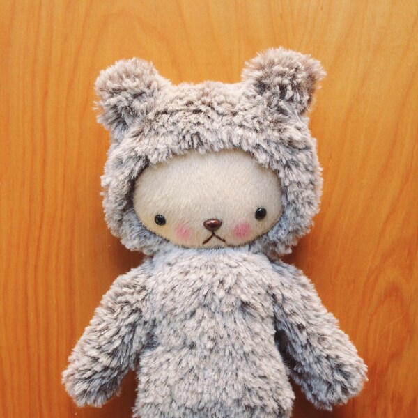 Kawaii Teddy Bear Plushie Speckled Brown and White Minky Large JASPER