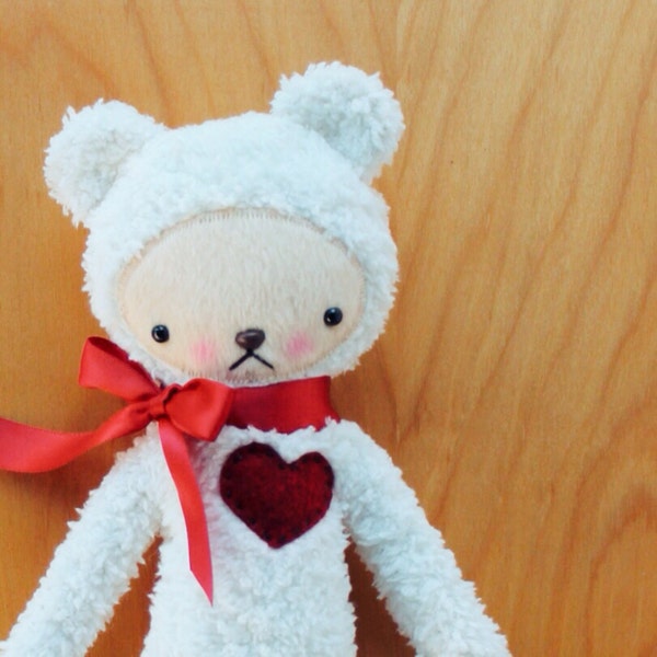 Kawaii Teddy Bear Stuffed Animal Toy Plushie Small with Valentine's Day Heart