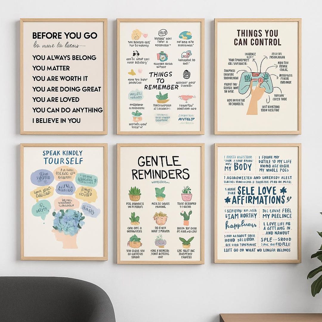 Therapist Office Wall Art Bundle – 10 Printable Mental Health Posters ...