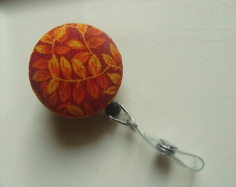 Retractable Badge Reel - Orange Tea Leaves