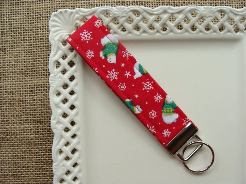 Polar Bear /& Snowflakes Wristlet Key Chain