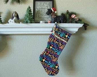 Dog - DELUXE Christmas Stocking  - I Love My Dog on Black