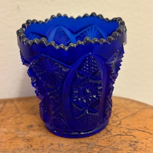Vintage Cobalt Blue Glass Toothpick Holder