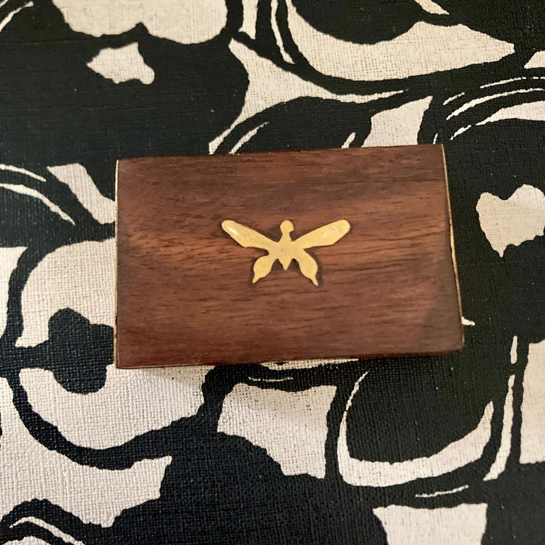Vintage Handmade Brass & Wood Snuff Box With Brass Butterfly Inlay - Etsy