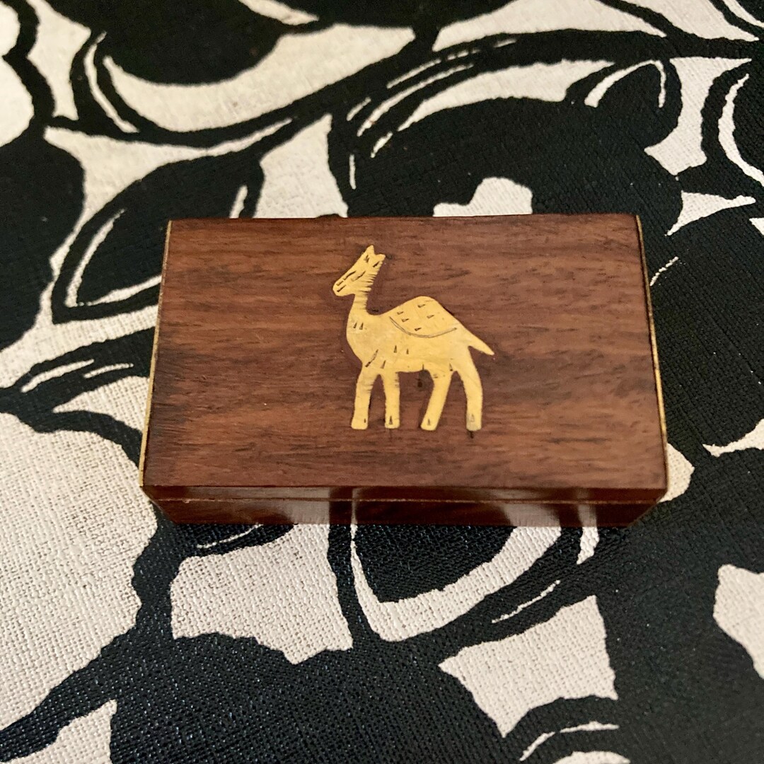 Vintage Handmade Brass & Wood Snuff Box With Camel/llama Inlay - Etsy