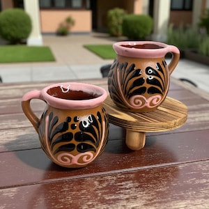 Set of 2-Mexican Clay Mug – Talavera, Jarrito, Taza