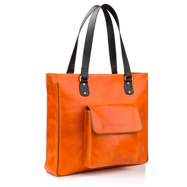 Leather Handbag | Gifts for Women | Evening Bag | Orange Leather Bag | Orange Leather Tote | Camera Bag | DSLR Bag | Shoulder Bag | Luxury