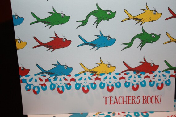 One Fish Two Fish Dr. Seuss Themed Handcrafted Note Cards | Etsy