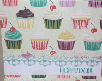 Happy Birthday Bright Cupcake Note Cards