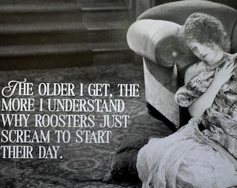Funny Aging  Humor The older I get.... why a rooster just screams to start the day. (Fold-over Note Card)