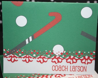 Personalized Field Hockey Handcrafted Note Cards - personalization may be left off