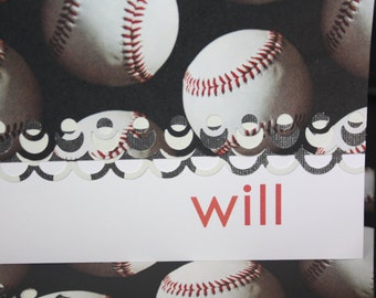 Personalized Baseball themed Note Cards
