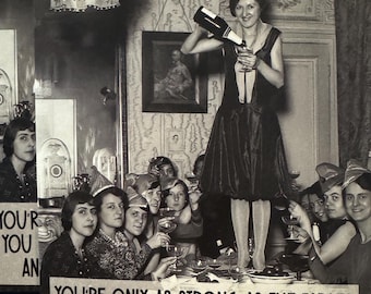 AR-109 Retro Greeting Card: Strong Tables, Drinks, Friends (Fold-over Note Card)