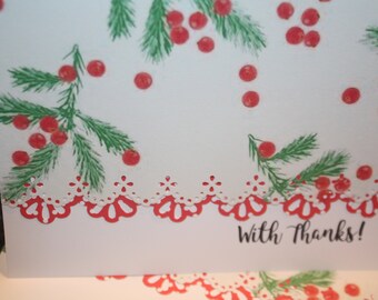 Christmas Branches and Berries Themed Note Cards