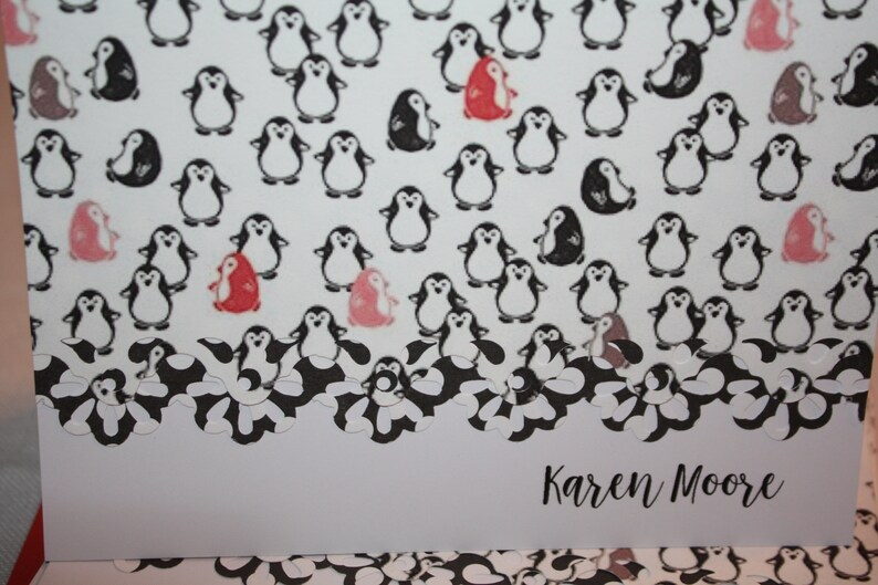 penguins everywhere handcrafted Note Cards Penguins personalization may be added Set of 10