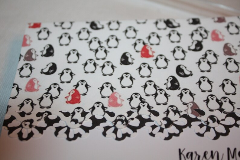 penguins everywhere handcrafted Note Cards Penguins personalization may be added Set of 10