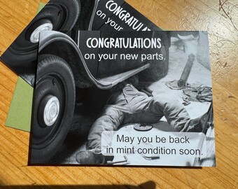 Funny Thinking of you card: Congratulations on your new PARTS!