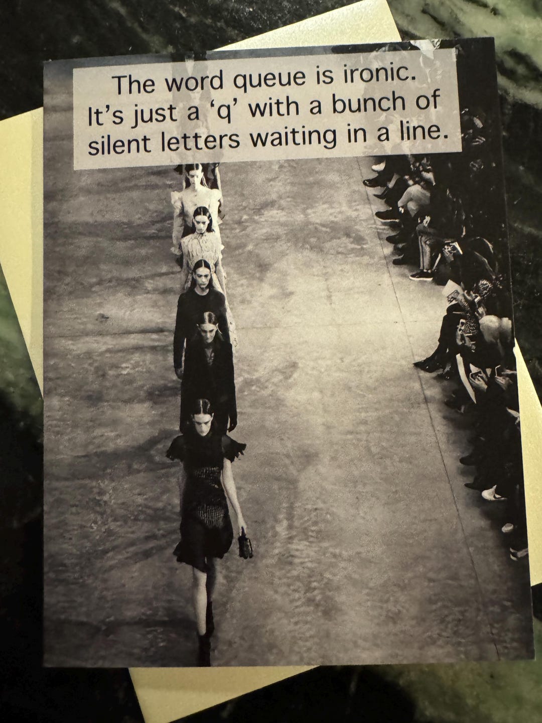 AR-104 Funny Retro Greeting Card: the Word Queue is Ironic..... - Etsy
