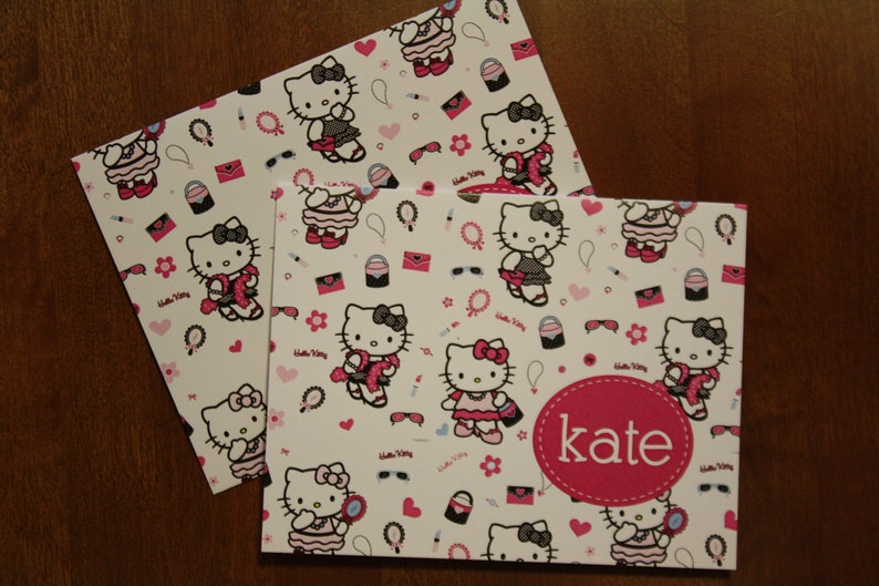 Hello Kitty Personalized Handcrafted Note Cards Etsy