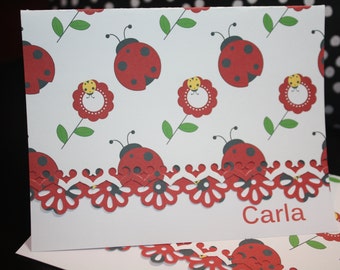 Ladybug personalized handcrafted Note Cards