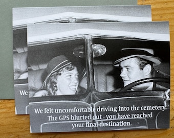 AR-144 Funny Greeting Card: Uncomfortable driving in the cemetery; GPS said FINAL destination....