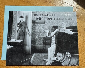 Funny baby gender greeting card: Why am I the only one naked at the gender reveal party?