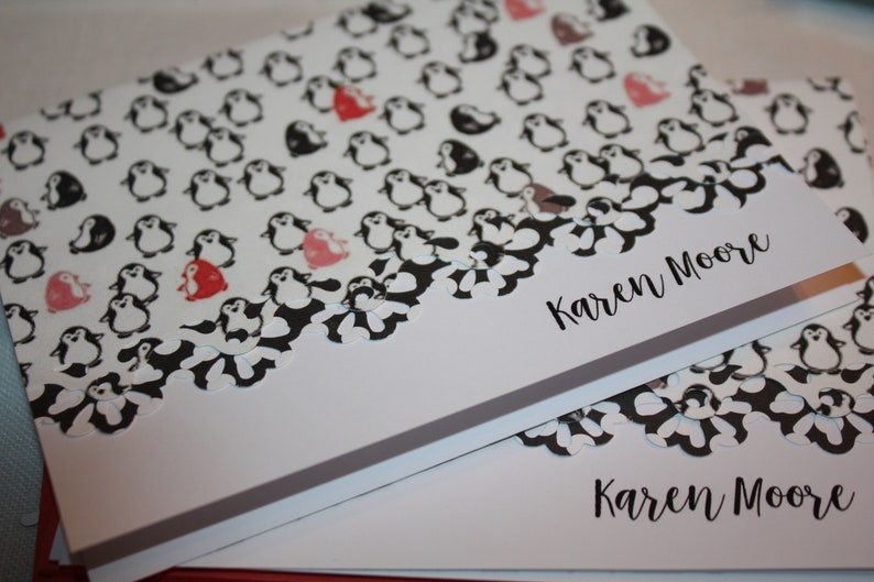penguins everywhere handcrafted Note Cards Penguins personalization may be added Set of 10