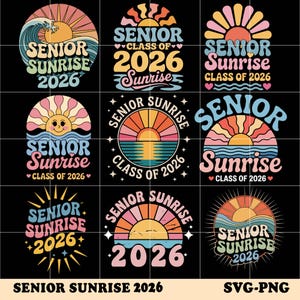Sunrise Senior 2026 PNG SVG, Senior png, Retro Senior klass 2026, examenspresent 2026, Senior är 2026, Senior examenspresent bild 1
