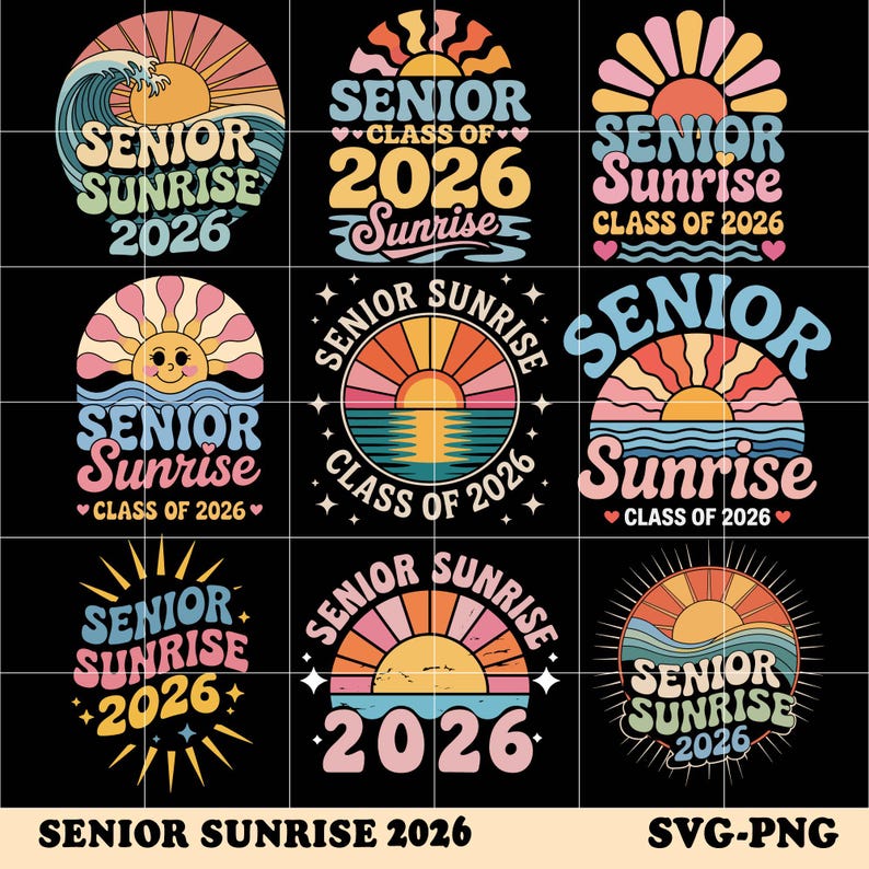 Sunrise Senior 2026 PNG SVG, Senior png, Retro Senior klass 2026, examenspresent 2026, Senior är 2026, Senior examenspresent bild 1