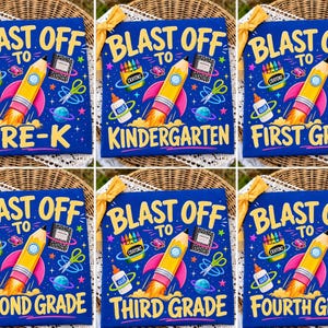 Blast Off To Grade Bundle PNG | Back To School Rocket Shirt Design | PreK Kindergarten 1st 2nd 3rd 4th Grade Sublimation