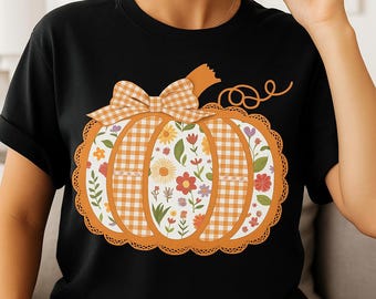 Preppy Herbst Kürbis Spitze png, Coquette Herbst png, Shabby Chic Cottage Core Ditsy Blumen Herbst png, Herbst png, Girly Floral Herbst png, kariert