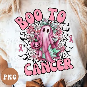 Breast Cancer Awareness Ghost PNG: Halloween Pink Patchwork (Digital Download