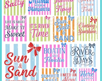 Striped Summer Bundle Svg Png , Beach Life Bundle PNG, Colorful Summer PNG, Neon Trendy Summer, Distressed Beach, Lake Pool River, Digital