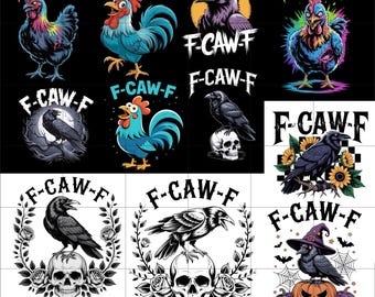 11 F-Caw-F kip grappige png-bundel, gekke haan meme png schreeuwende kip clipart, sarcastische boerderijdieren png (digitale download)