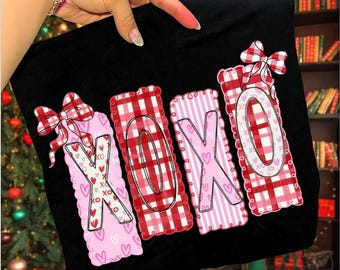 Preppy XOXO Valentine PNG, projekt kokietki w kształcie serca (pobieranie cyfrowe)