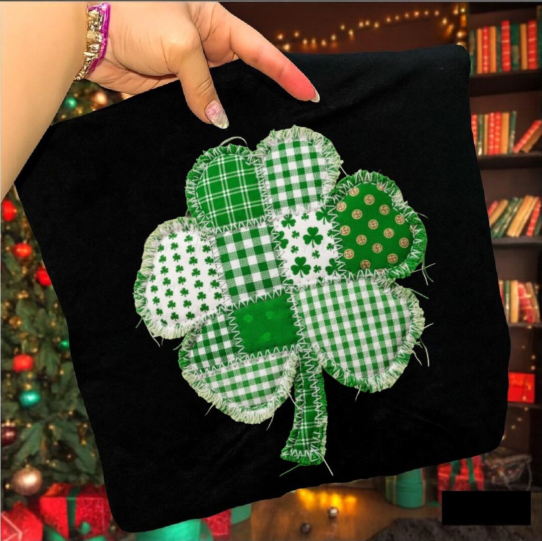 Patchwork Shamrock PNG, St Patrick’s Day Shamrock Png, Green Fabric ...