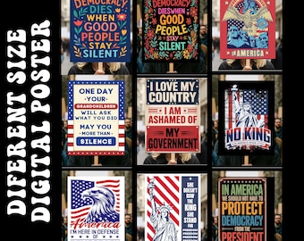 Paquete de carteles de protesta anti-Trump, cartel de protesta del Día de la Manifestación contra los Reyes Magos, anti-Trump, póster de activista político, cartel de manifestación, póster de resistencia al fascismo