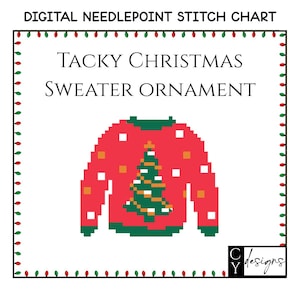 Tacky kersttruiornament digitale borduursteekgids