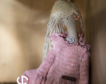 Handmade Fabric Doll (53 cm) – Textile Art Doll with Music