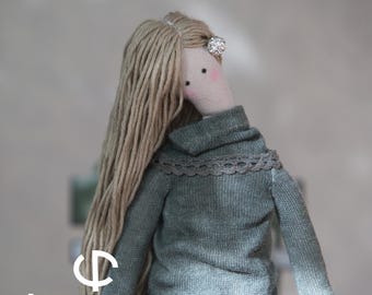 Musical Fabric Art Doll (52cm) – Handmade Tilda Style Interior Doll