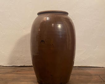 常滑焼き　澤田重治　茶色と緑の釉薬の陶器の壺 常滑焼き 澤田重治 茶色と緑の釉薬の陶器の壺 常滑焼き 澤田重治