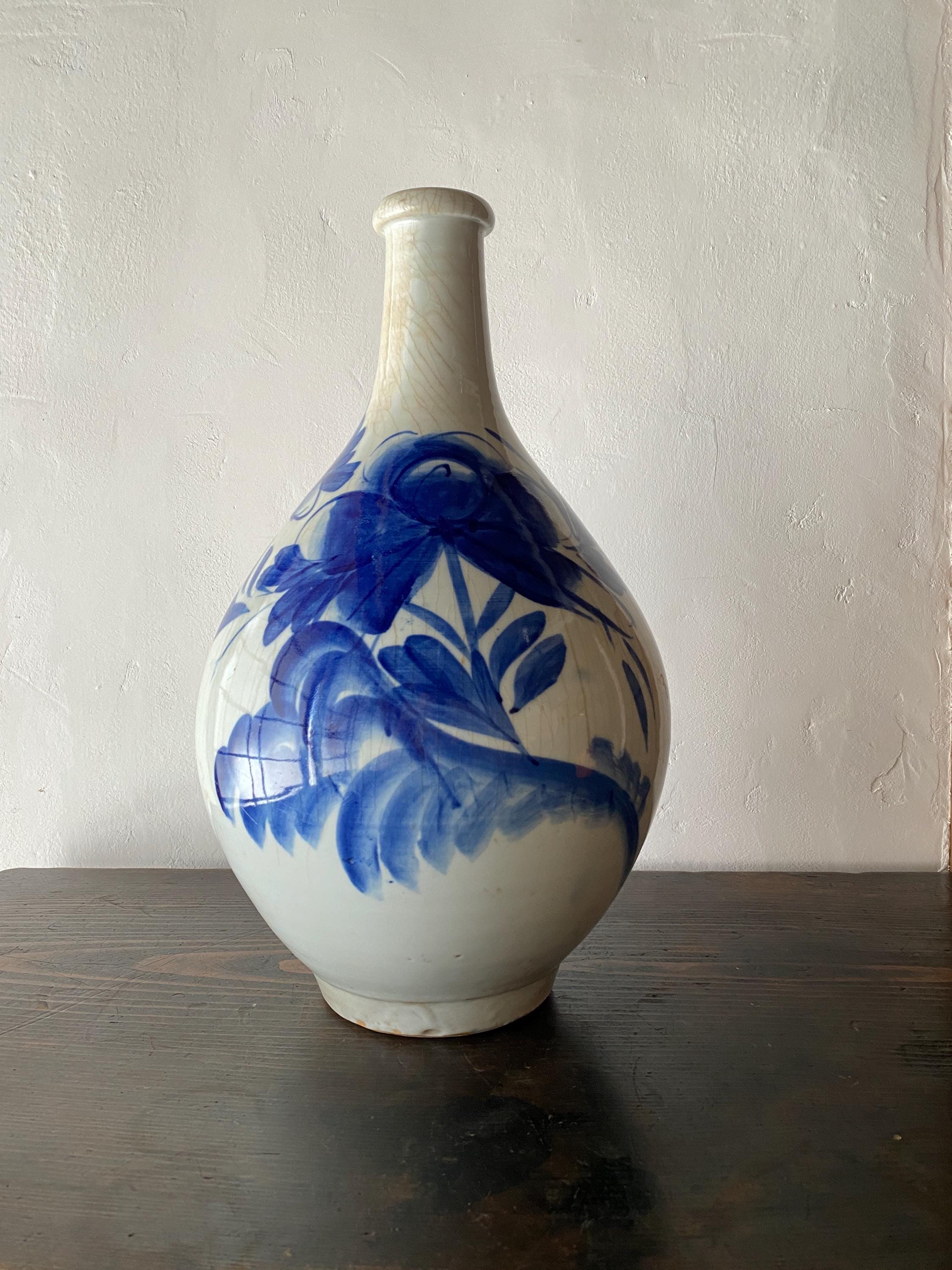 大型アンティーク伊万里花瓶｜藍色の徳利風花瓶｜わびさび陶器 - Etsy