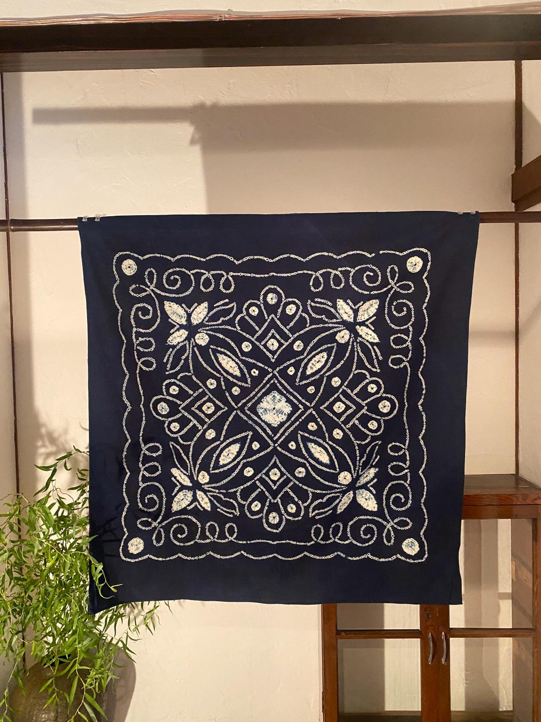 Vintage Japanese Indigo Shibori Furoshiki Cloth | 93cm Square