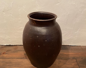 常滑焼 澤田重治作 壺 – 茶と緑の釉薬を施した日本の陶器、侘び寂びの