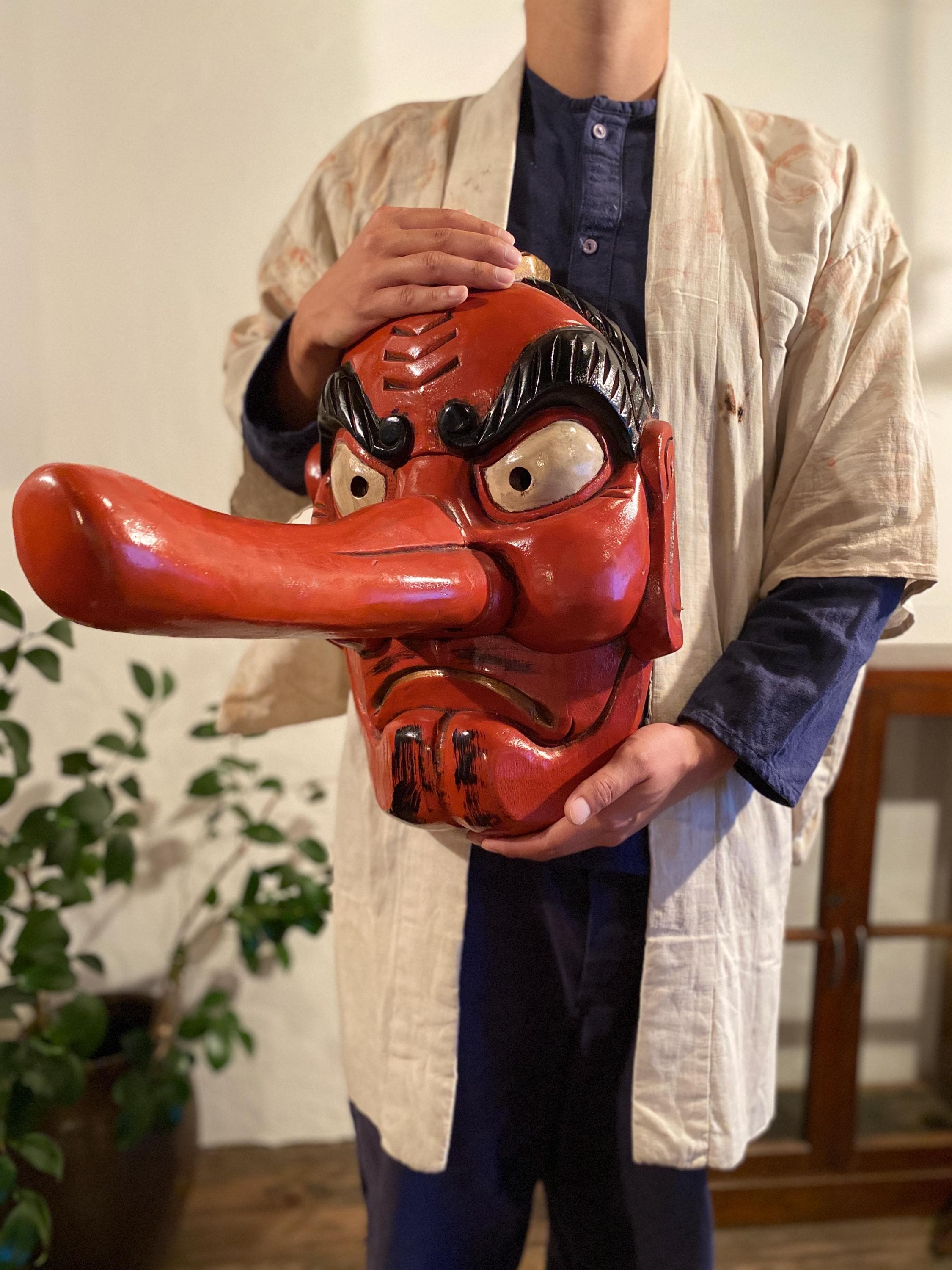 巨大天狗面 骨董 アンティーク 巨大天狗面 骨董 アンティーク