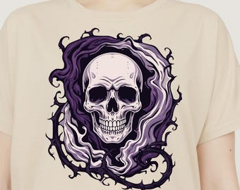 Ilustración de calavera gótica: humo oscuro y enredaderas de espinas - PNG SVG (Descarga digital)