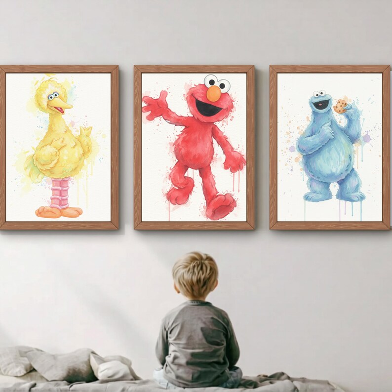 Sesame Street Watercolor Wall Art - Set of 6 - Etsy