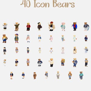 Preppy Teddy Bear Clipart Bundle – Ralph Lauren Inspired PNGs (Digital Download)