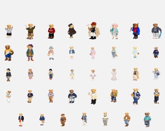 Preppy Teddy Bear Clipart Bundle – Ralph Lauren Inspired PNGs (Digital Download)