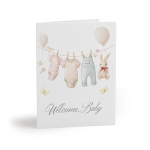 Willkommen Baby Grußkarten | Niedliche Babypartykarten, Glückwunschkarten zur Geburt, Babyankunftswünsche, Gender Neutral Karten, Wandkunst Drucke